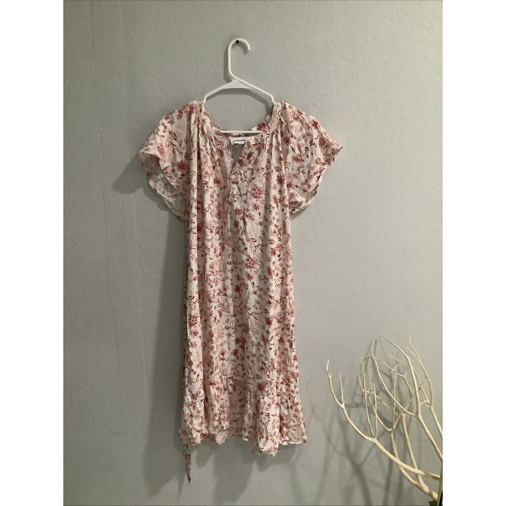 LUCKY BRAND DRESS SIZE L BOHO FLORAL COTTAGE BUTTON UP BELTED RAGLAN SLEEVE NWOT - Picture 3 of 12